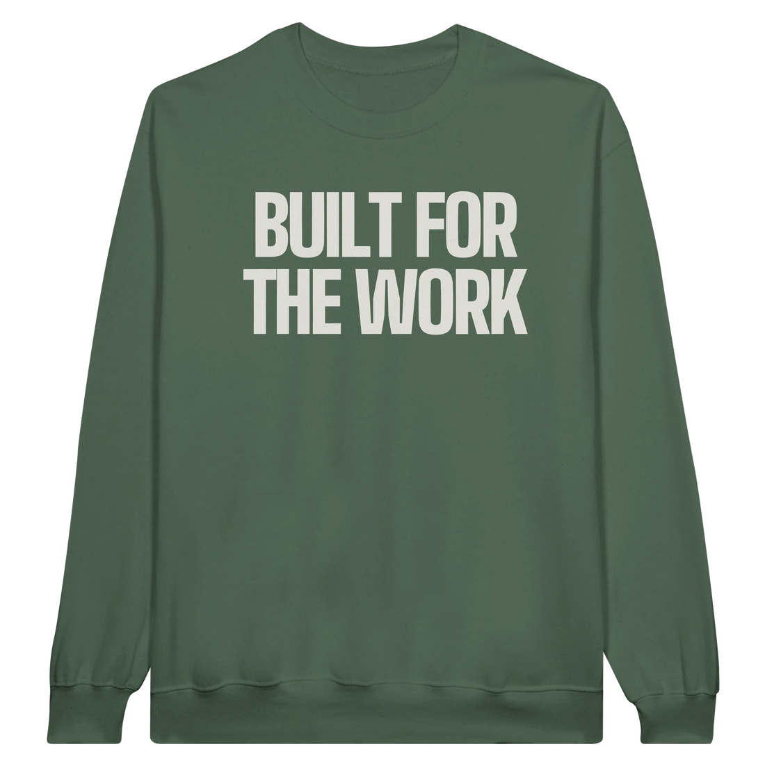 Sweat crewneck BUILT FOR THE WORK — bords-côtes spandex poignets et taille
